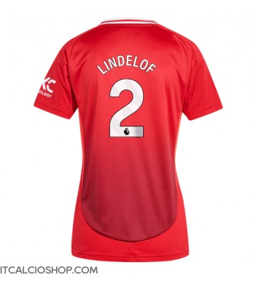 Manchester United Victor Lindelof #2 Prima Maglia Femmina 2024-25 Manica Corta